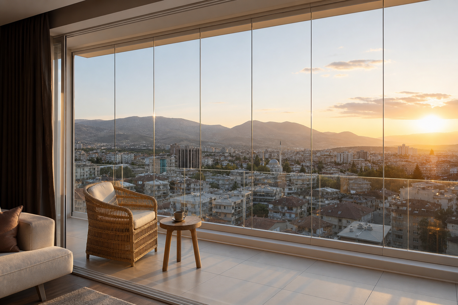 Adıyaman'da modern cam balkon - panoramik şehir manzarası